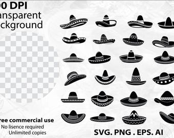 Mexican Sombrero SVG PNG Bundle, Fiesta Cinco De Mayo Sombrero  Clipart,