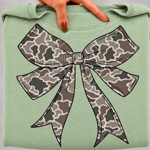 Camo Bow PNG Bundle, 4 Vintage Camouflage Coquette Bows, Neutral Ribbon Clipart, Sublimation Shirt Designs, Digital Download image 5