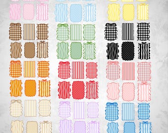 Whimsical Wavy Frame PNG Clipart Bundle, Hand-Drawn Borders, Bow Ribbon Border, Checkered Gingham Frame,