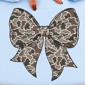 Camo Bow PNG Bundle, 4 Vintage Camouflage Coquette Bows, Neutral Ribbon Clipart, Sublimation Shirt Designs, Digital Download image 4