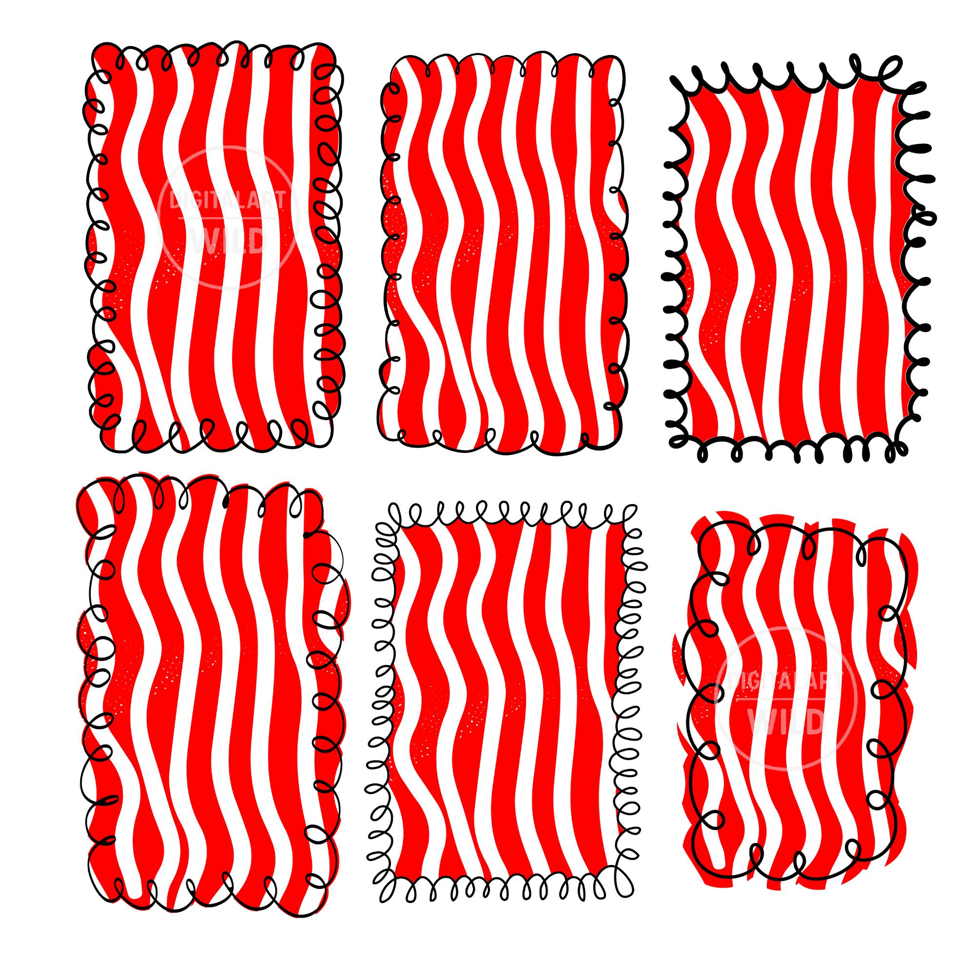 Wavy Frame PNG SVG Bundle, Scalloped Stripe Frames, Colorful Squiggle ...