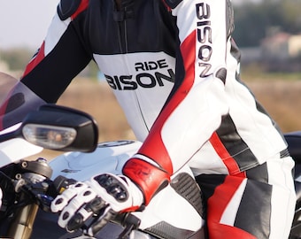 Bison Ride uit één stuk leren motorracepak, CE-protectoruitrusting