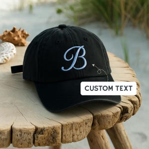 Custom Embroidered Letter Hat, Personalized Initial Baseball Cap, Adjustable Wash Dad Cap, Monogram Gift for Him Her, Custom Text Hat