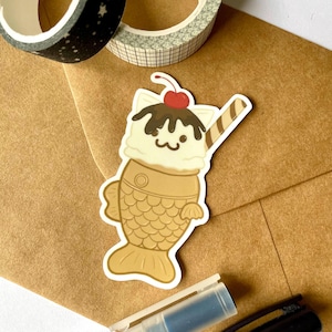 Adesivo Taiyakitty / Taiyaki, Adesivo gelato, Adesivo gatto, Adesivo gioco di parole, aapi, Adesivo dessert, Adesivo in vinile