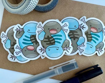 Axolotl Wooper YinYang Sticker | Hand-drawn, Cozy, Hugging, Pokemon, Easy Gift, AAPI, Glossy Vinyl