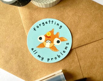 Forgetful Goldfish Sticker | Silly sticker, Goldfish sticker, Funny sticker, Glossy Vinyl Sticker