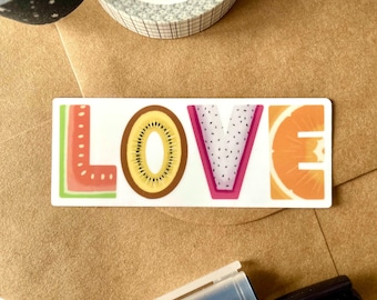 Love is Cut Fruit Sticker | Fruit, Showing love, AAPI, Sliced fruit sticker, Glossy Vinyl Sticker