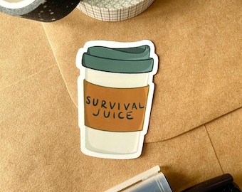 Survival Juice Sticker | Coffee sticker, Tea sticker, Caffeine addict, Drink sticker, Glossy Vinyl Sticker
