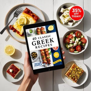 Greek Cookbook PDF - 40 Authentic Recipes | Moussaka, Souvlaki, Baklava, Tzatziki | Instant Digital Download!!!!