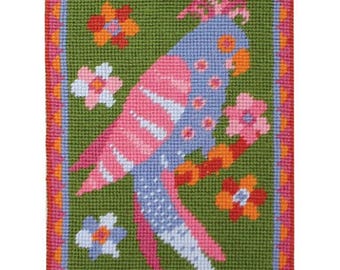 Poppys Parrot needlepoint kit by Primavera, including wool and printed canvas