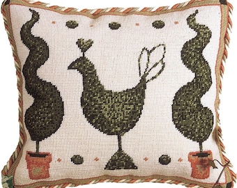 Topiary Garden needlepoint kit by Primavera, including wool and printed canvas