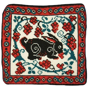 Hare and Grapes 10hpi needlepoint printed canvas