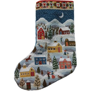 Shaker Winter Stocking Stickpackung von Primavera, bestehend aus Wolle und bedruckter Leinwand