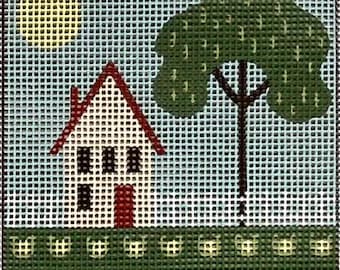 Summer house, 12hpi printed needlepoint canvas (with no wool)