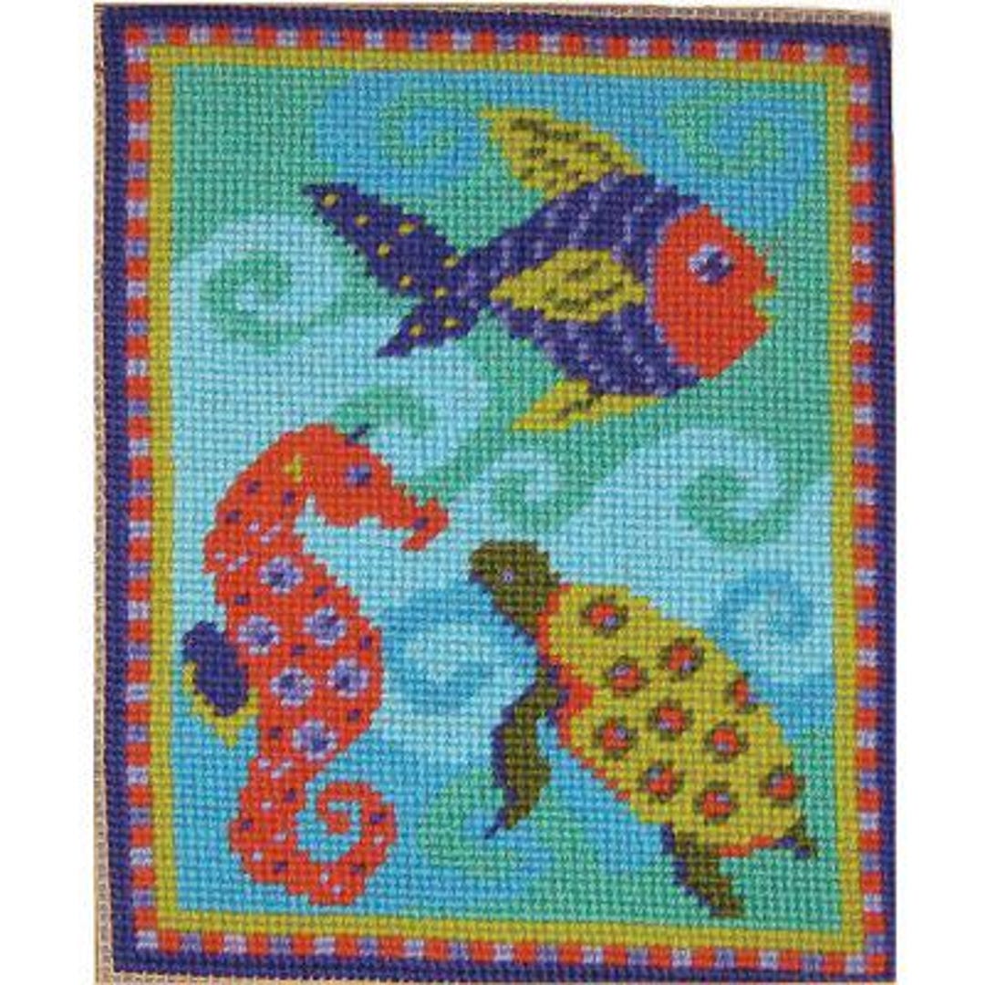 Felicitys Fish Needlepoint Kit by Primavera, Including Wool and Printed ...