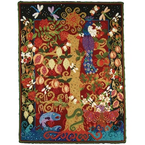 Tree of Life Needlepoint Kit, with Printed Canvas, Wool, Metallic Threads, Semi-Precious Gems