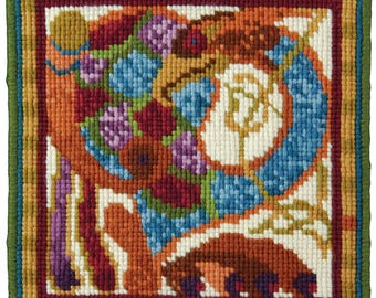 Cream Celtic Bird Needlepoint Kit, Printed Canvas and Wool, inspired by the Book of Kells
