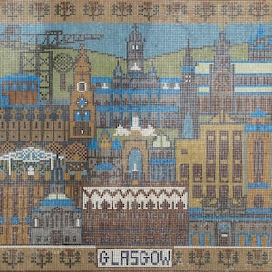 A Pattern of Glasgow, a 10hpi double thread needlepoint printed canvas (with no wool)