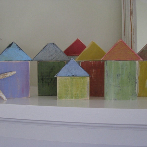 4 Coastal Beach Cottages  Set of 4   Nautical Tropical