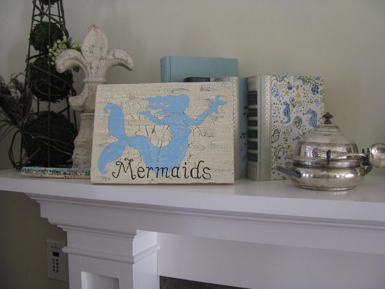 Mermaids Blue Coastal Signroom Decorbeach Theme Etsy