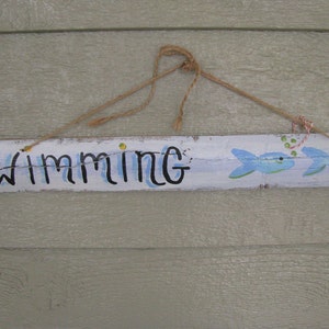 Swimming Recycled Wood Sign OOAK image 4