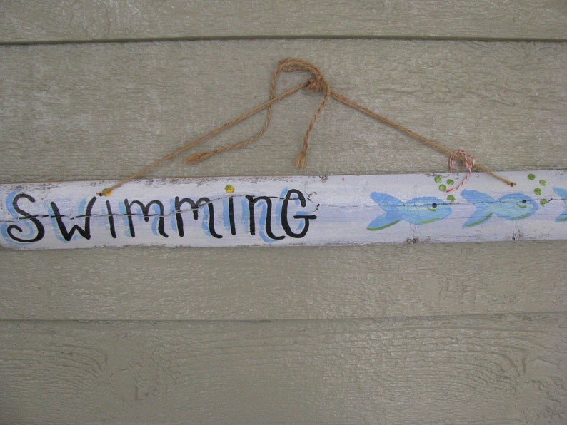 Swimming Recycled Wood Sign OOAK image 4