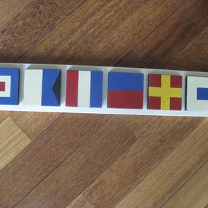 6 Letter Nautical Signal Flag Sign / Mounted Monogram/Navy Letters/ Initials  Monogram