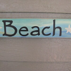 Beach and Starfish Sign/reclaimed wood sign/