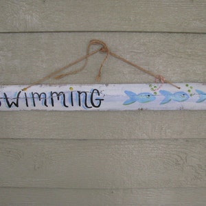 Swimming Recycled Wood Sign OOAK image 1