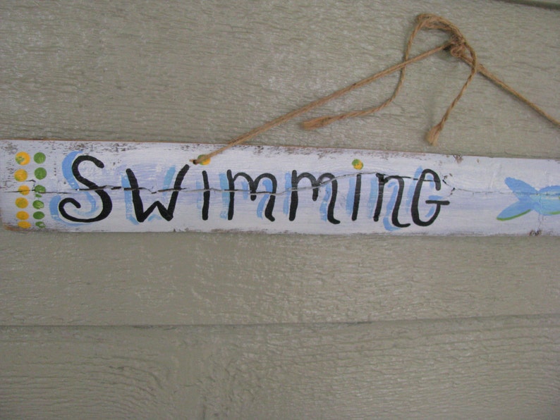 Swimming Recycled Wood Sign OOAK image 3