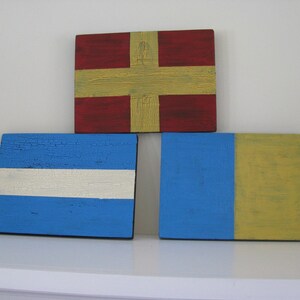 TWO---Nautical Signal Flag Signs--Letter Initials --Weddings--Birthdays---Room Decor