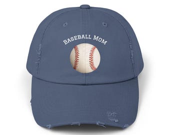 Baseball Mom Distressed Cap, Casual Hat, Gifts for Moms, Sports Accessories, Game Day Gear, Unisex Headwear