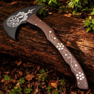 Custom Gift Hand Forged Carbon Steel VIKING AXE with Ash Wood Shaft, Wedding Gift, Axes, Larp axe. Best Birthday & Anniversary Gift For Him