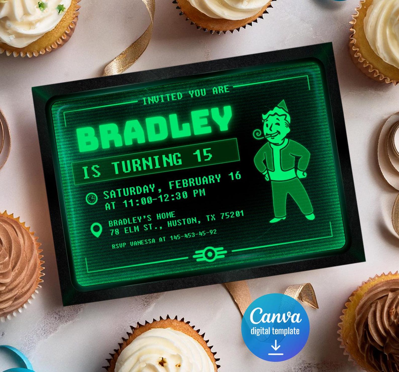 Fallout Birthday Invitation, Printable Invitation, Party Invite ...