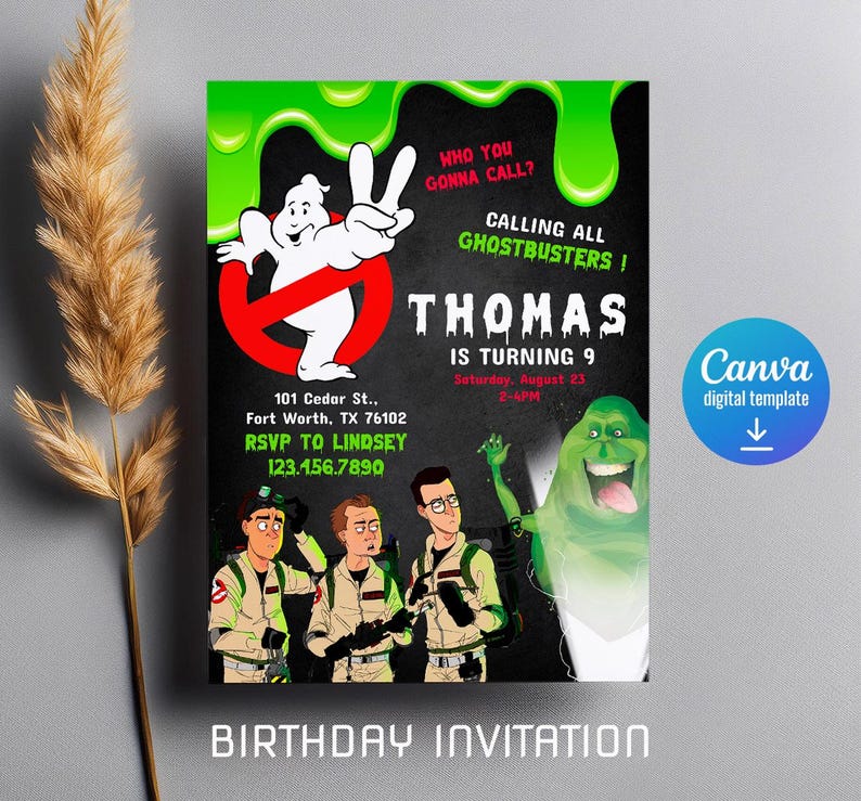 Ghostbusters Birthday Invitation, Printable Editable Invite, Frozen ...