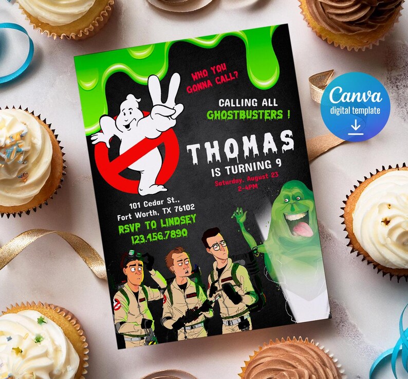 Ghostbusters Birthday Invitation, Printable Editable Invite, Frozen ...