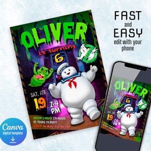 Ghostbusters birthday invitation, printable editable invite, Frozen Empire Party, Ectomobile, boy birthday, digital template