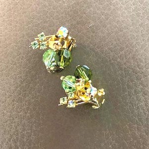 Vintage Bead & Rhinestone Clip-On Earrings
