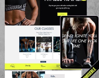 Fitness Website Template, Web Template For Fitness Coach, Fitness Instructor, Fitness Coach Website, Fitness Business Template.