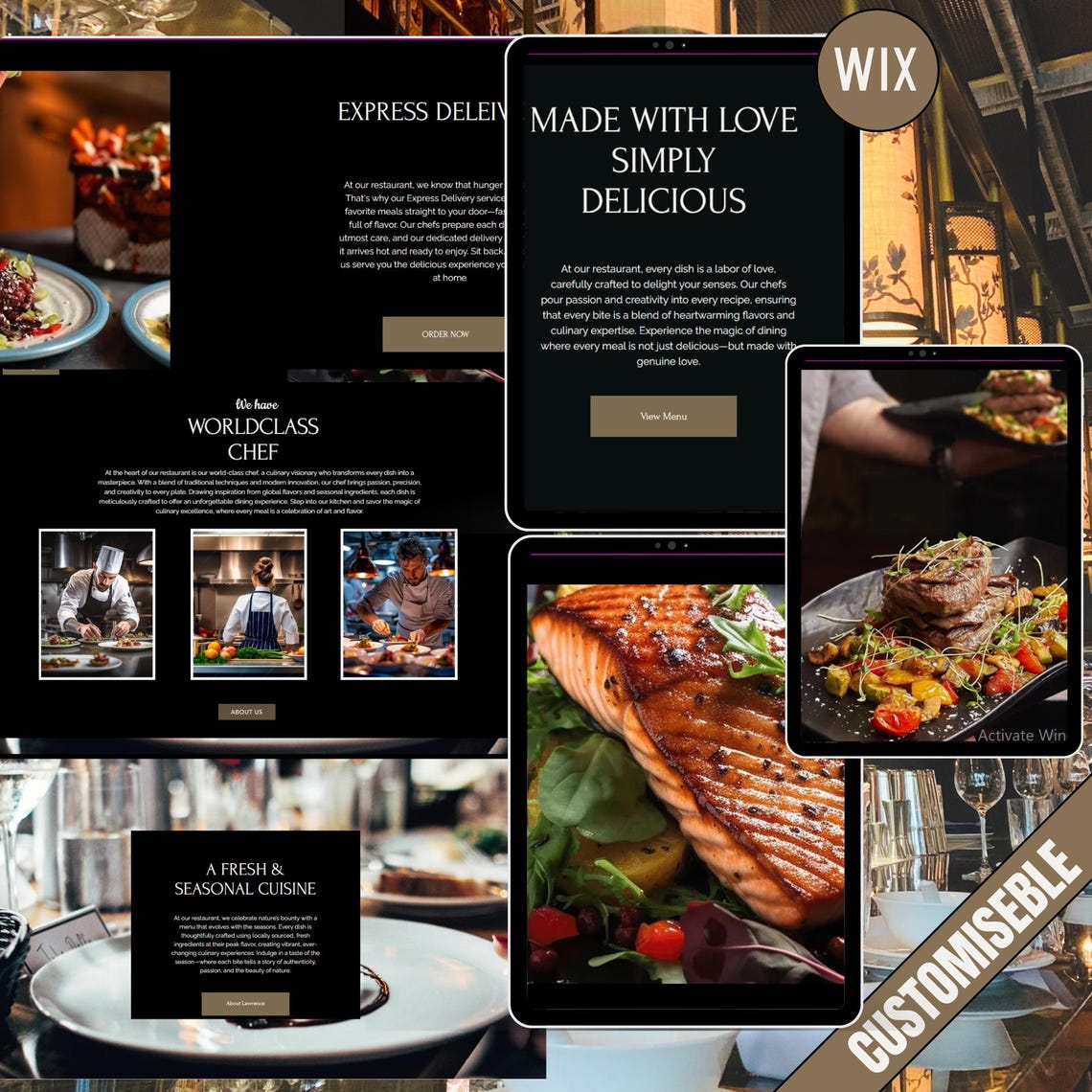 Wix Website Restaurant, Modern Restaurant Site, Wix Template for