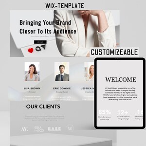 Social Media Manager Website Template, Wix Website Template, Marketing Agency Website, Minimalist Wix Website Template.