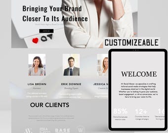 Social Media Manager Website Template, Wix Website Template, Marketing Agency Website, Minimalist Wix Website Template.