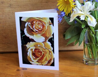 Yellow Rose, Photo Print Art card with envelope, Close Up Flower Image, Mothers Day card, Birthday card, Condolences card, Original Art