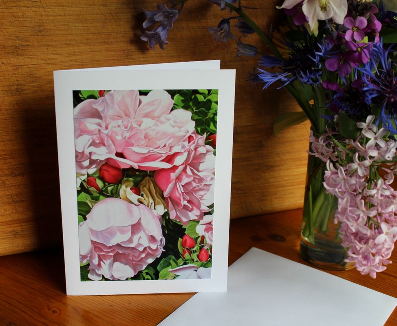 First and Last Blush, Photo Print Art card with envelope, Pink Rose Card, Mothers Day card, Blank inside, Birthday card, Condolences card image 2