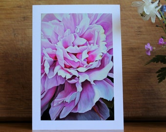 Pink Peony, Photo Print Art card with envelope, Pink Peony Card, Mothers Day card, Blank inside, Birthday card, Condolences card, Close up