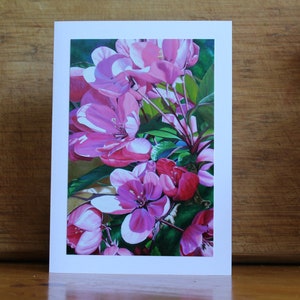 Exubérance, Carte d’art photo imprimée avec enveloppe, Carte fleur de pommetier rose, Carte de fête des mères, Intérieur vierge, Carte d’anniversaire, Carte de condoléances