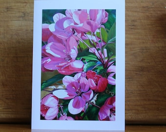 Exuberance, Photo Print Art card with envelope, Pink Crabapple Blossom Card, Mothers Day card, Blank inside, Birthday card, Condolences card