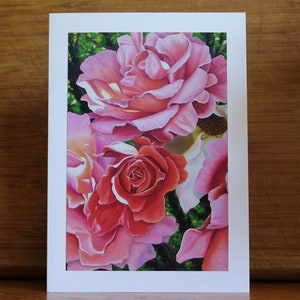 Rose des âges, carte d’art photo imprimée avec enveloppe, carte rose rose orange, carte de fête des mères, intérieur vierge, carte d’anniversaire, carte de condoléances