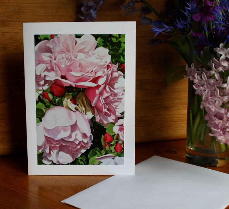 First and Last Blush, Photo Print Art card with envelope, Pink Rose Card, Mothers Day card, Blank inside, Birthday card, Condolences card image 1