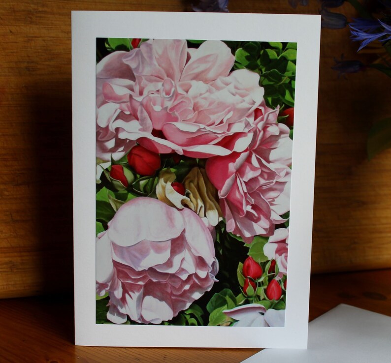 First and Last Blush, Photo Print Art card with envelope, Pink Rose Card, Mothers Day card, Blank inside, Birthday card, Condolences card image 3